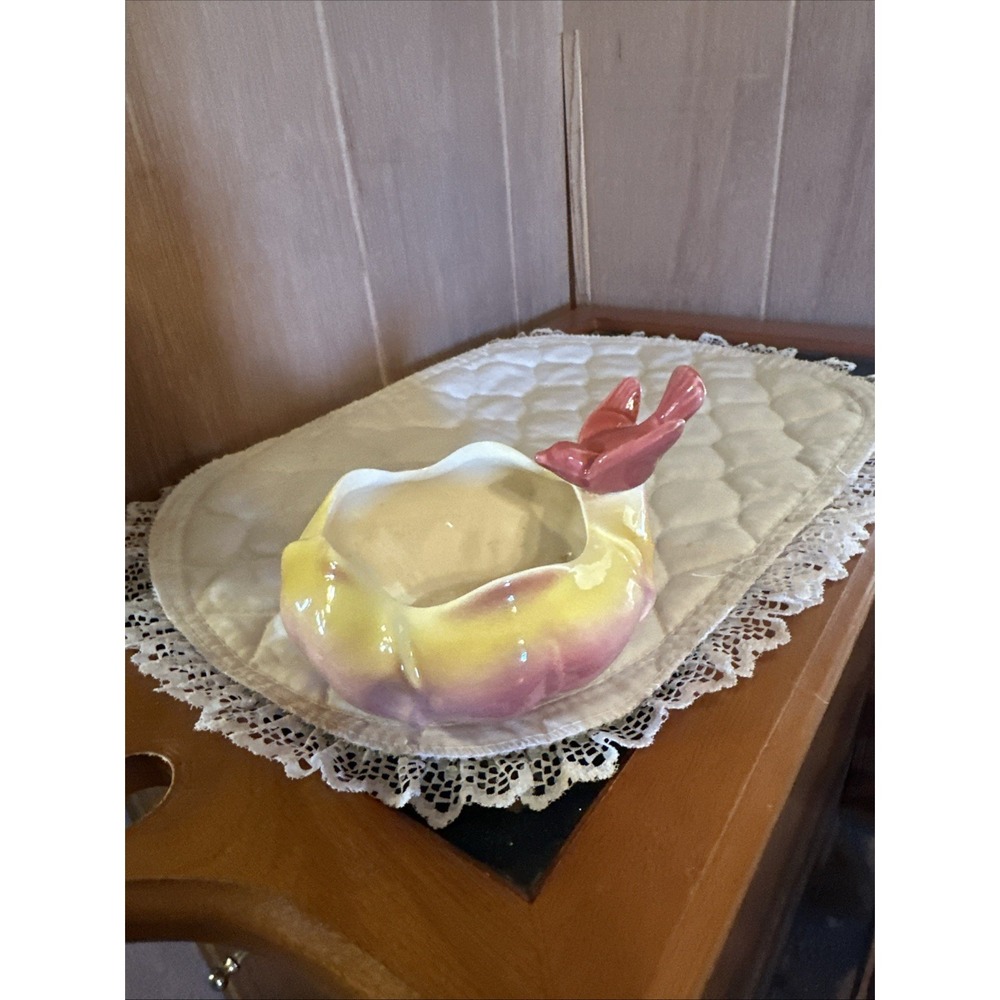 Royal Copley Pottery Bird Planter Bowl Dish Knick‎ Knack Yellow 5 inches